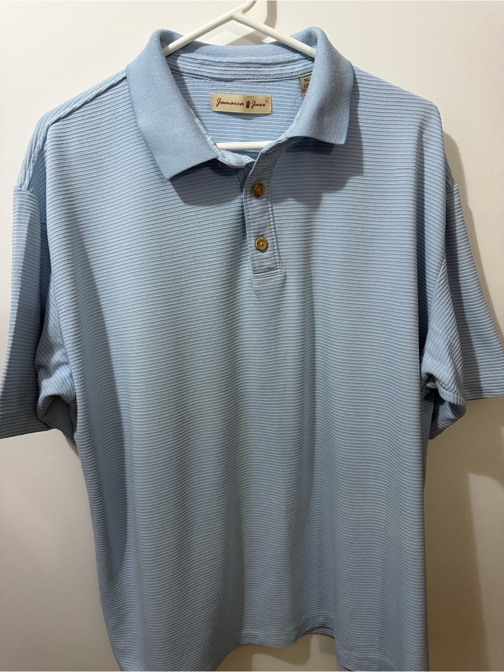Item 061526B     
Light Blue & White striped Men's Polo Shirt